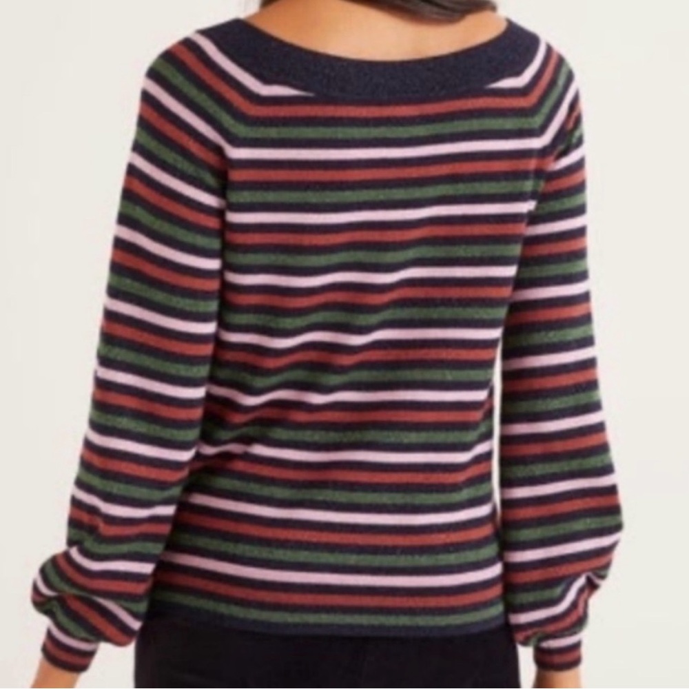 Boden Mabel Striped Wool Metallic Shimmer  Sweater - size 6 - Picture 3 of 8